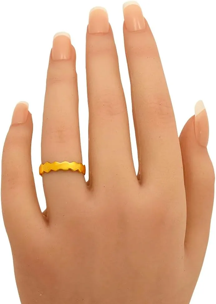 18K Gold Filled Non-Tarnish Chevron Band Ring  Minimalist Zigzag Stacking Ring for Women  Simple Geometric Gold Midi Ring Jewelry