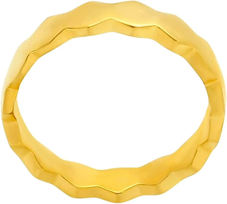 18K Gold Filled Non-Tarnish Chevron Band Ring  Minimalist Zigzag Stacking Ring for Women  Simple Geometric Gold Midi Ring Jewelry