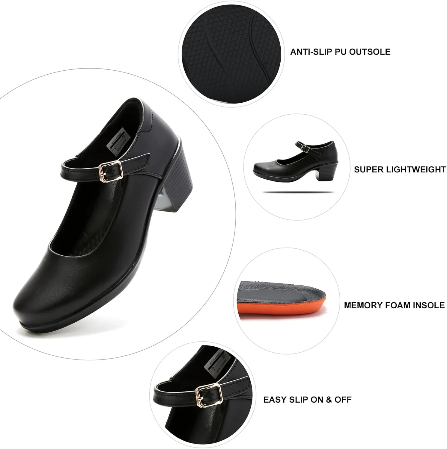 2025 Women's Mary Jane High Heels Pumps, Chunky 2-Inch Heel, Comfortable Dress Shoes for Work, Casual and Office Business, Zapatos para Mujer de Vestir