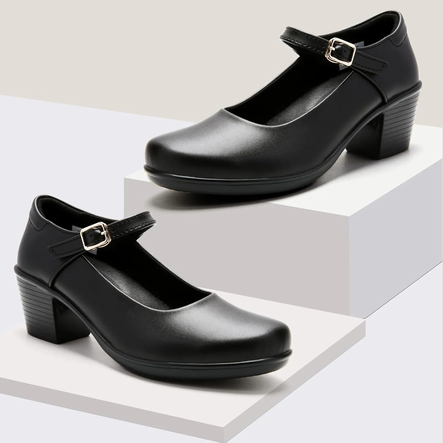 2025 Women's Mary Jane High Heels Pumps, Chunky 2-Inch Heel, Comfortable Dress Shoes for Work, Casual and Office Business, Zapatos para Mujer de Vestir