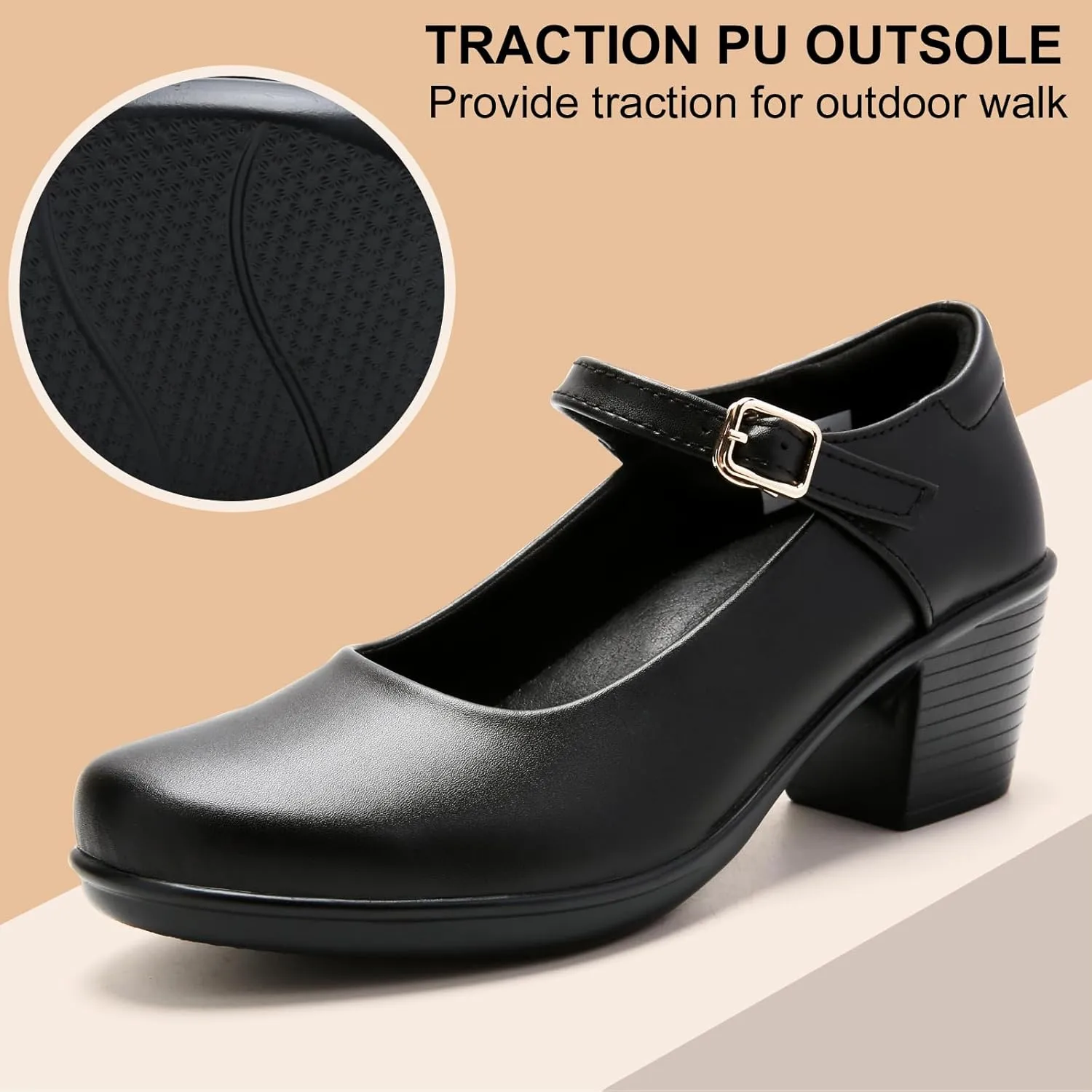 2025 Women's Mary Jane High Heels Pumps, Chunky 2-Inch Heel, Comfortable Dress Shoes for Work, Casual and Office Business, Zapatos para Mujer de Vestir