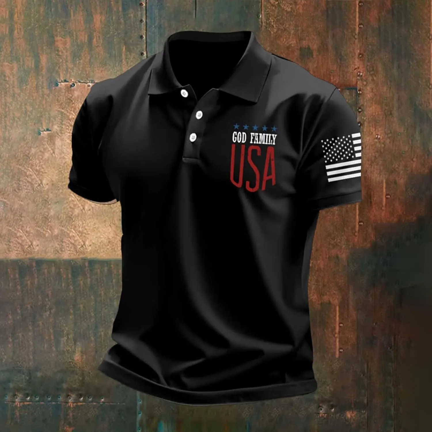 4th of July Mens Graphic Golf Polo Shirts USA Patriotic Quick Dry Shirt Moisture Wicking Short Sleeve Performance Top