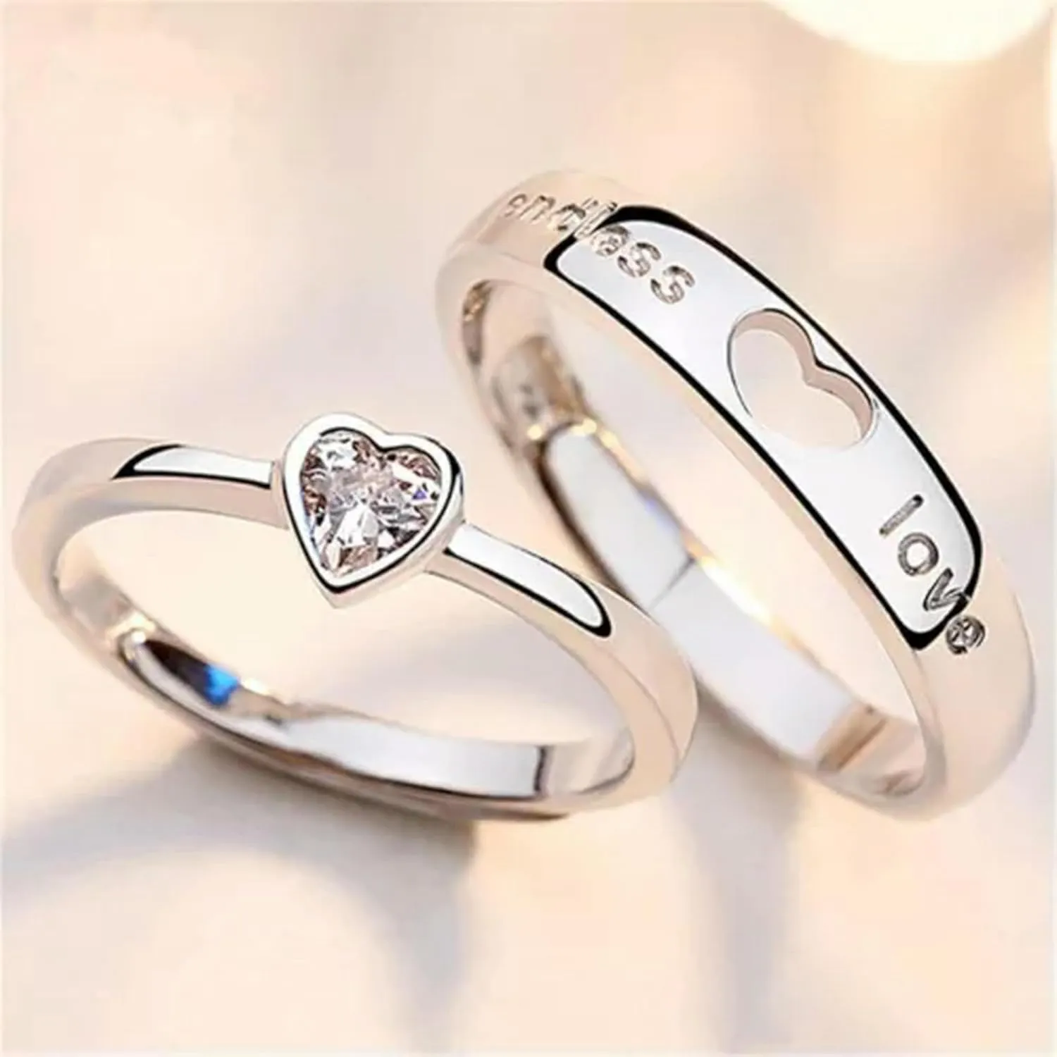 925 Silver Plated 1 Pair Couples Rings Promise Wedding Engagement Rings Women-Style 20