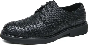 ADMLZQQ Men's Braided Pattern Dress Shoes Classic Formal Oxford Shoes Modern Cap Toe Derby Shoes
