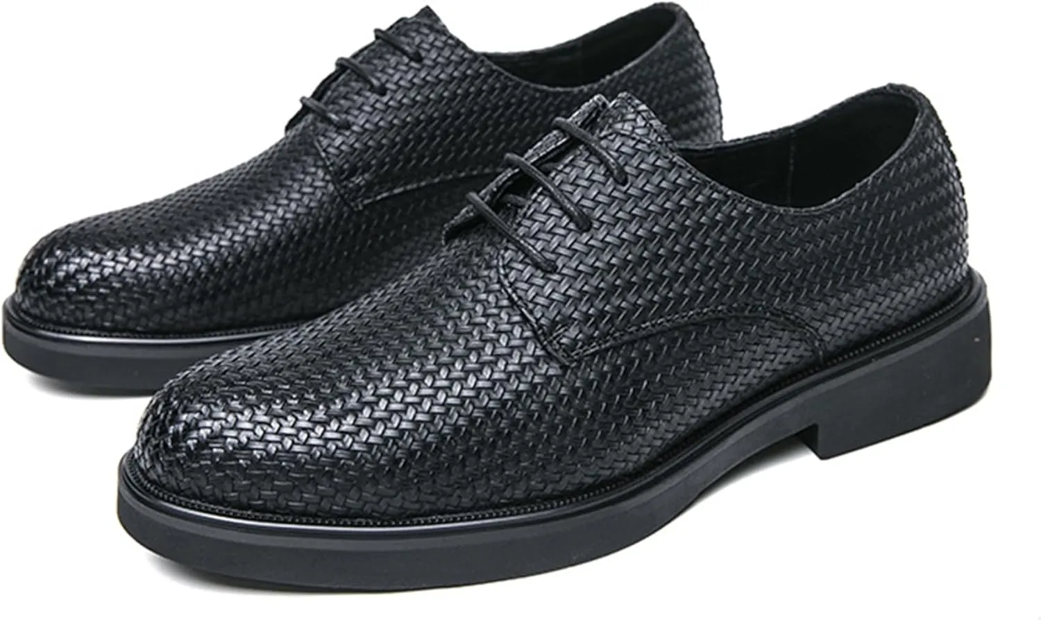 ADMLZQQ Men's Braided Pattern Dress Shoes Classic Formal Oxford Shoes Modern Cap Toe Derby Shoes