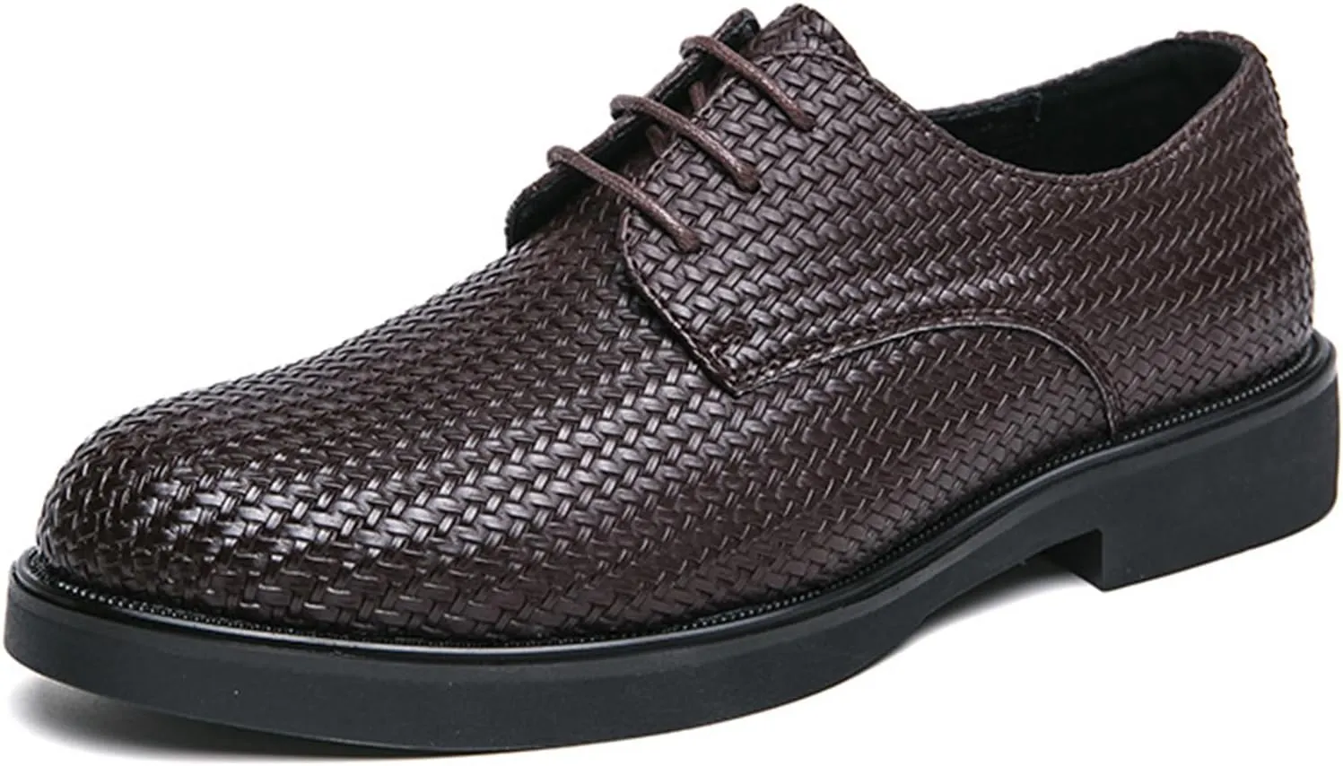 ADMLZQQ Men's Braided Pattern Dress Shoes Classic Formal Oxford Shoes Modern Cap Toe Derby Shoes