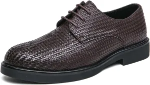 ADMLZQQ Men's Braided Pattern Dress Shoes Classic Formal Oxford Shoes Modern Cap Toe Derby Shoes