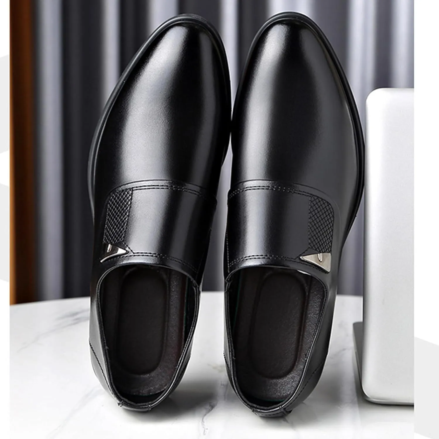 ADMLZQQ Men's Casual Slip-On Loafers Shoes Pointed Toe Wedding Dress Shoes Luxury Bussiness Office Shoes