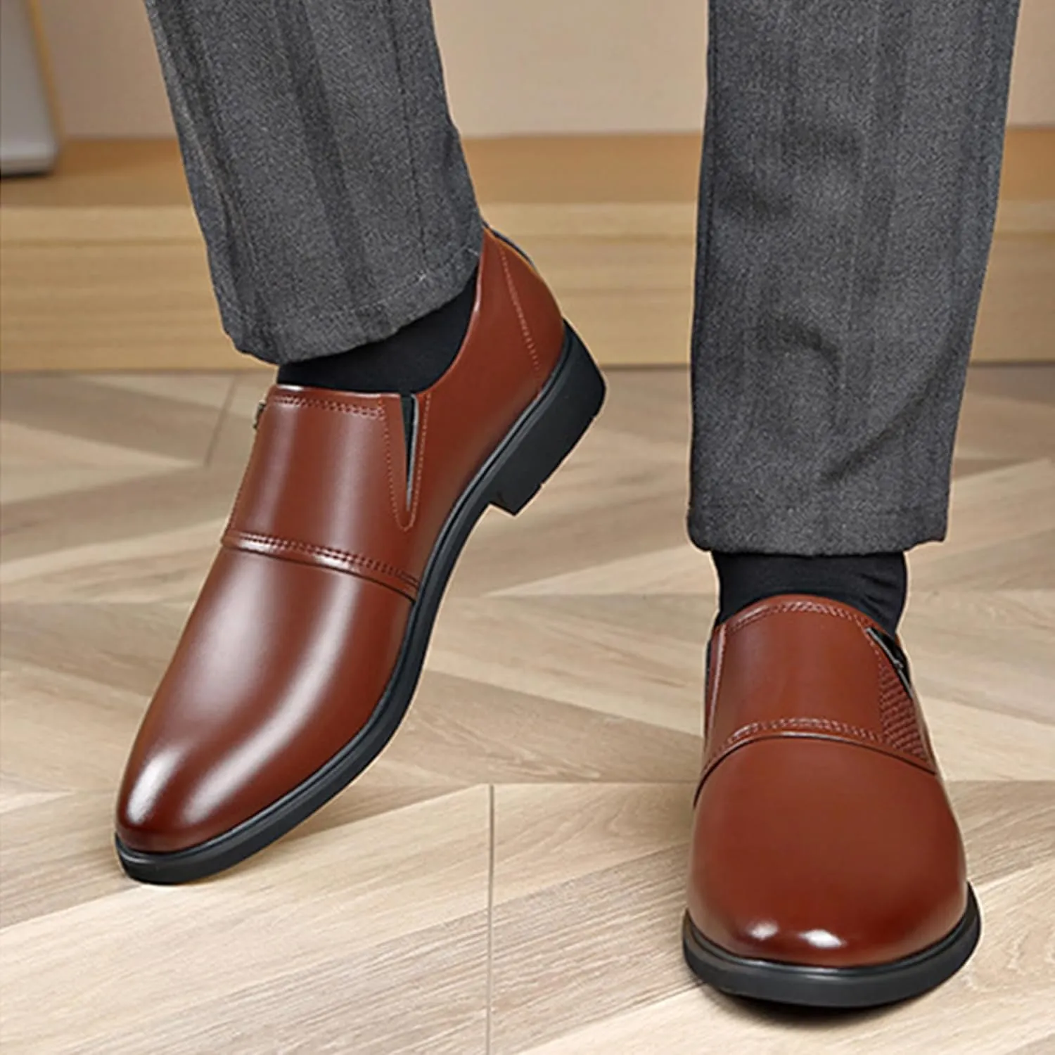 ADMLZQQ Men's Casual Slip-On Loafers Shoes Pointed Toe Wedding Dress Shoes Luxury Bussiness Office Shoes