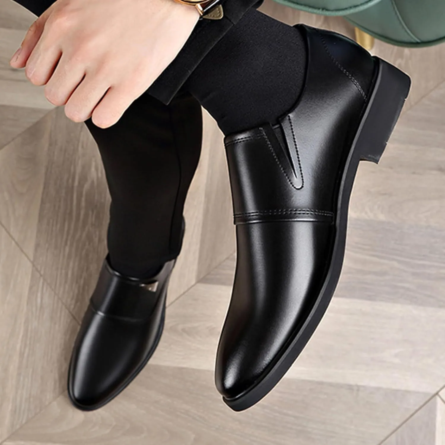 ADMLZQQ Men's Casual Slip-On Loafers Shoes Pointed Toe Wedding Dress Shoes Luxury Bussiness Office Shoes
