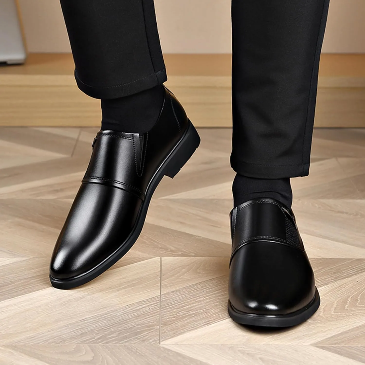ADMLZQQ Men's Casual Slip-On Loafers Shoes Pointed Toe Wedding Dress Shoes Luxury Bussiness Office Shoes