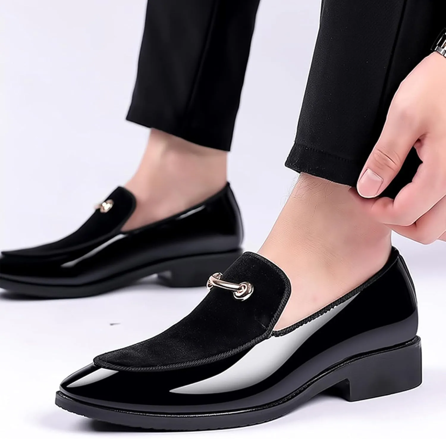 ADMLZQQ Mens Slip on Leather Casual Walking Shoes Comfortable for Work Office Dress Outdoor