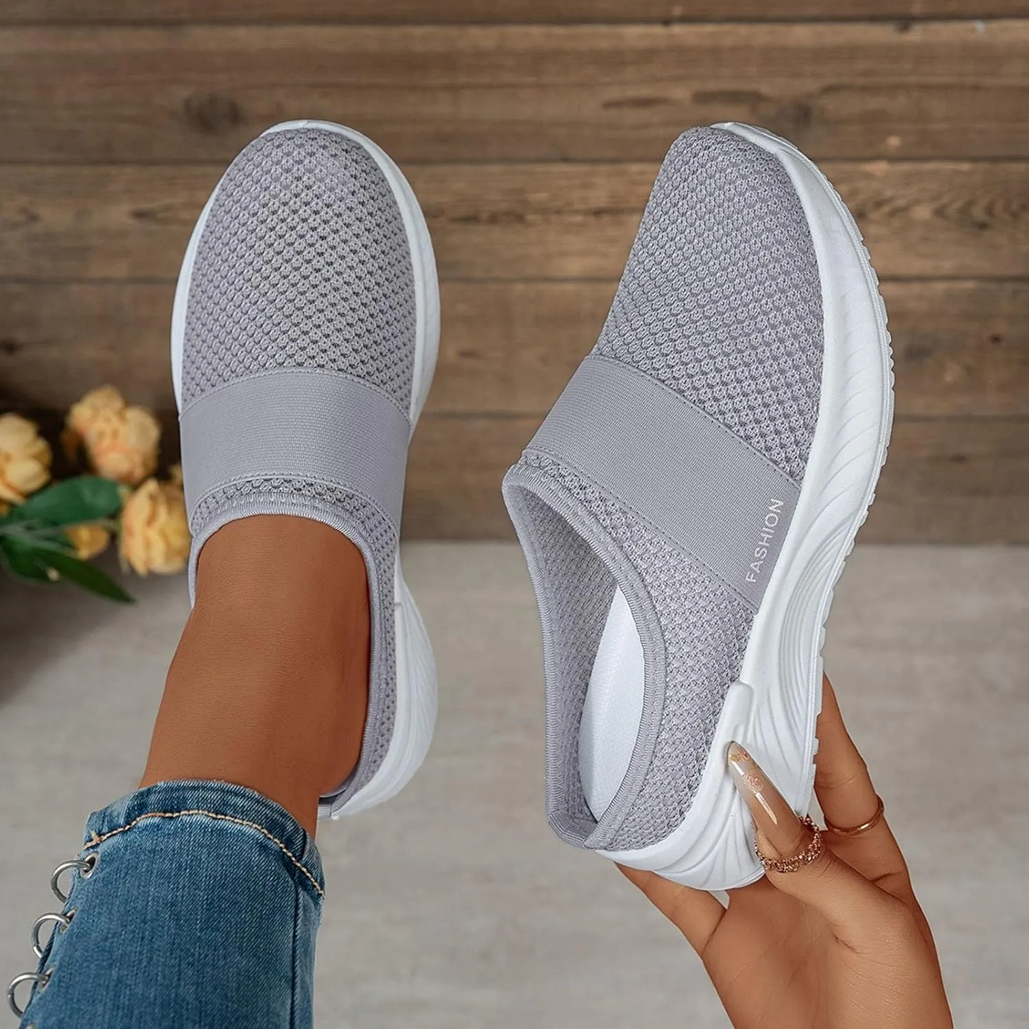 Arch Support Sandals for Women 2025 Mules Slip On Sneakers Flats Lightweight Breathable Comfortable Walking Shoes