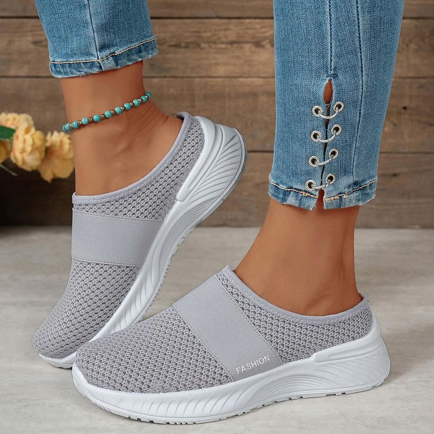 Arch Support Sandals for Women 2025 Mules Slip On Sneakers Flats Lightweight Breathable Comfortable Walking Shoes