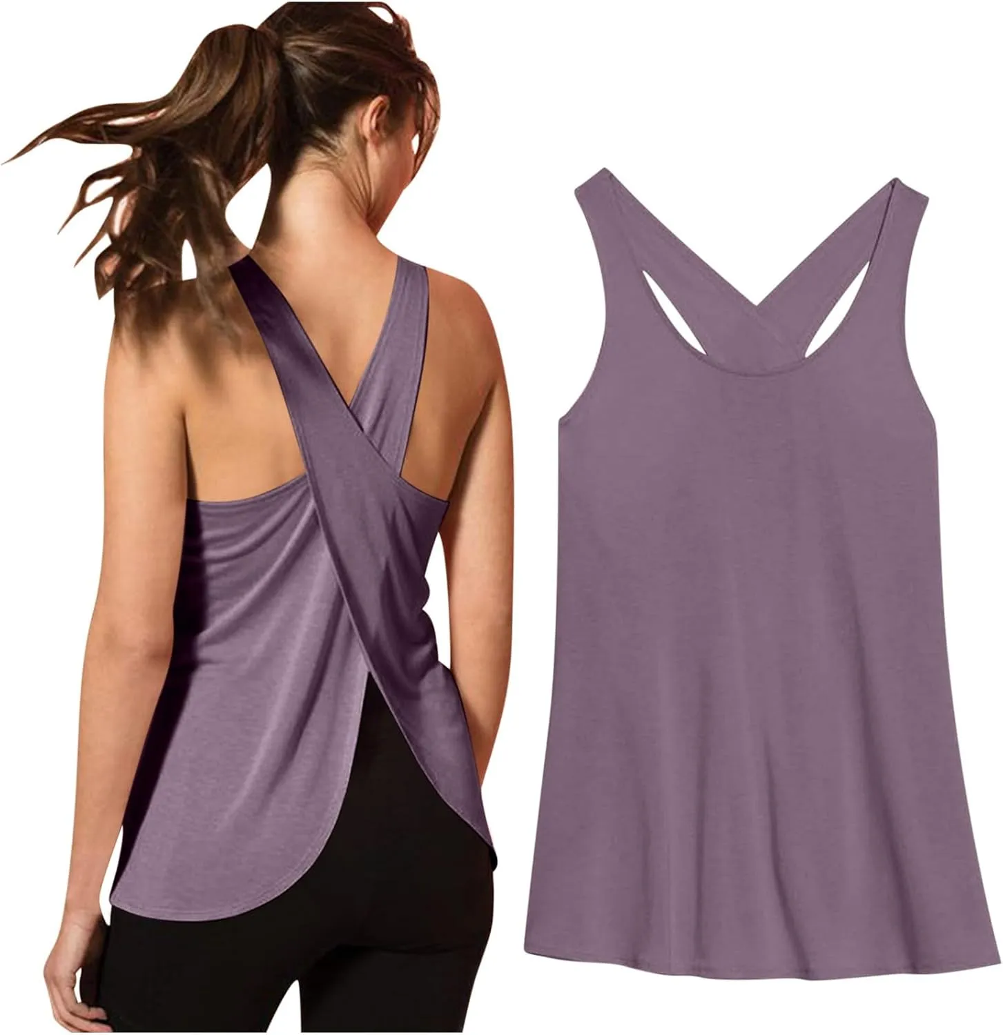 Athletic Tank Top for Women Cross Backless Workout Tops Racerback Tank Tops Open Back Running Gym Tank Yoga Tops 2024