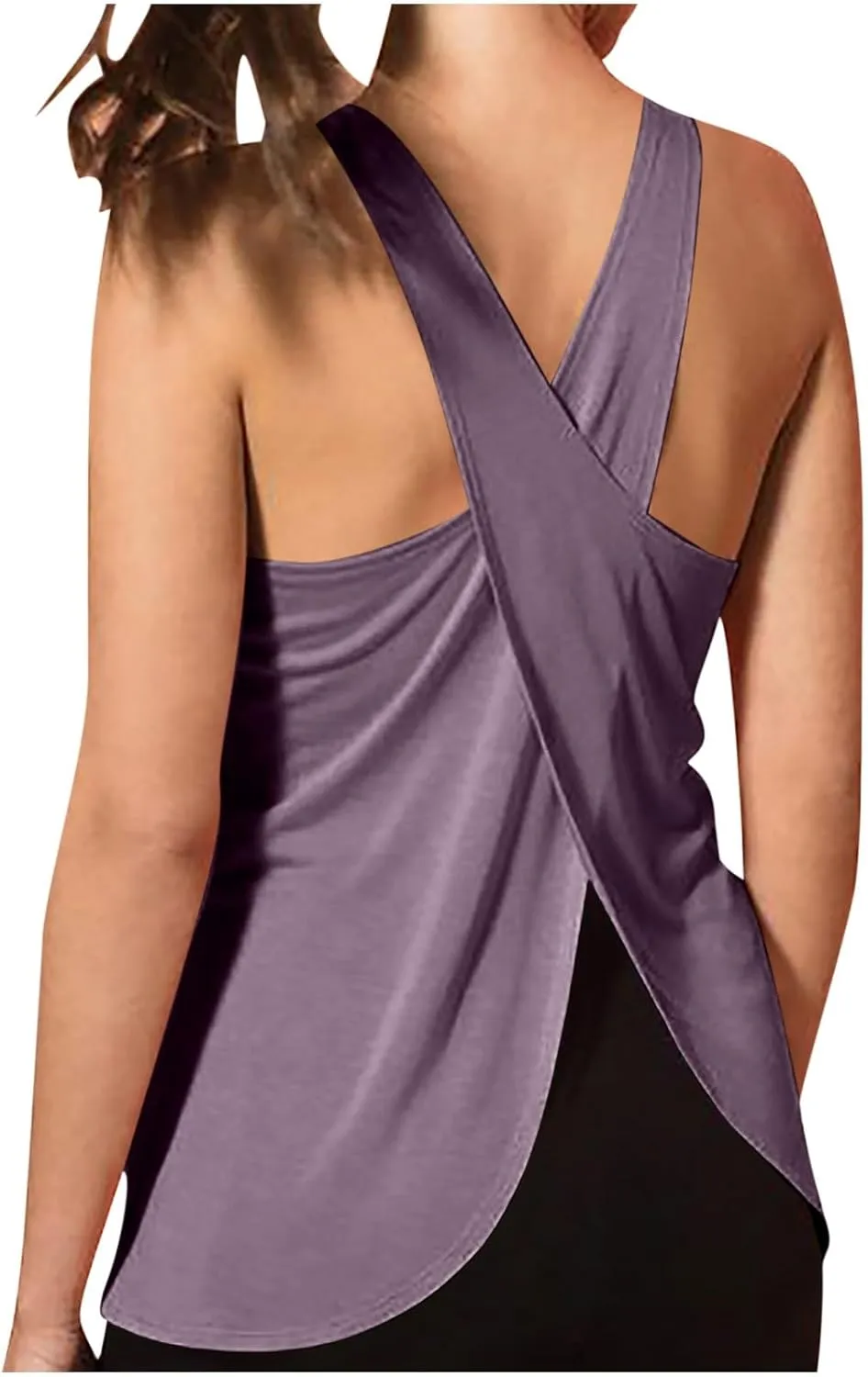 Athletic Tank Top for Women Cross Backless Workout Tops Racerback Tank Tops Open Back Running Gym Tank Yoga Tops 2024