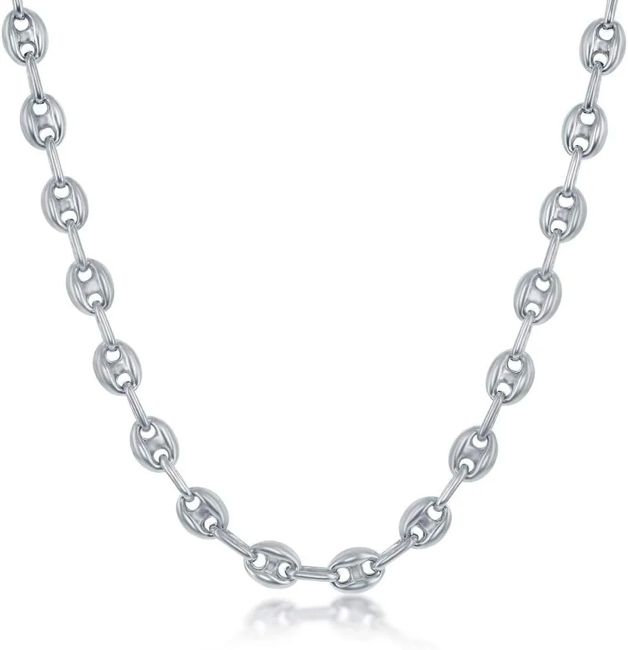 Beaux Bijoux Coffee Bean Chain Necklaces for Women | 14k Gold Plated and Silver | Women's Trendy Layering Necklaces | Choose Width and Length | Chain Link Necklaces for Women