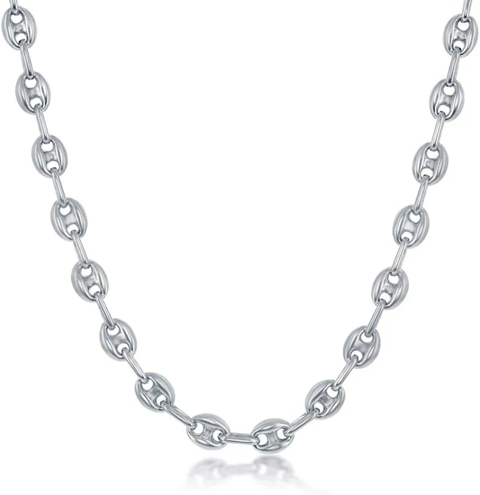 Beaux Bijoux Coffee Bean Chain Necklaces for Women | 14k Gold Plated and Silver | Women's Trendy Layering Necklaces | Choose Width and Length | Chain Link Necklaces for Women
