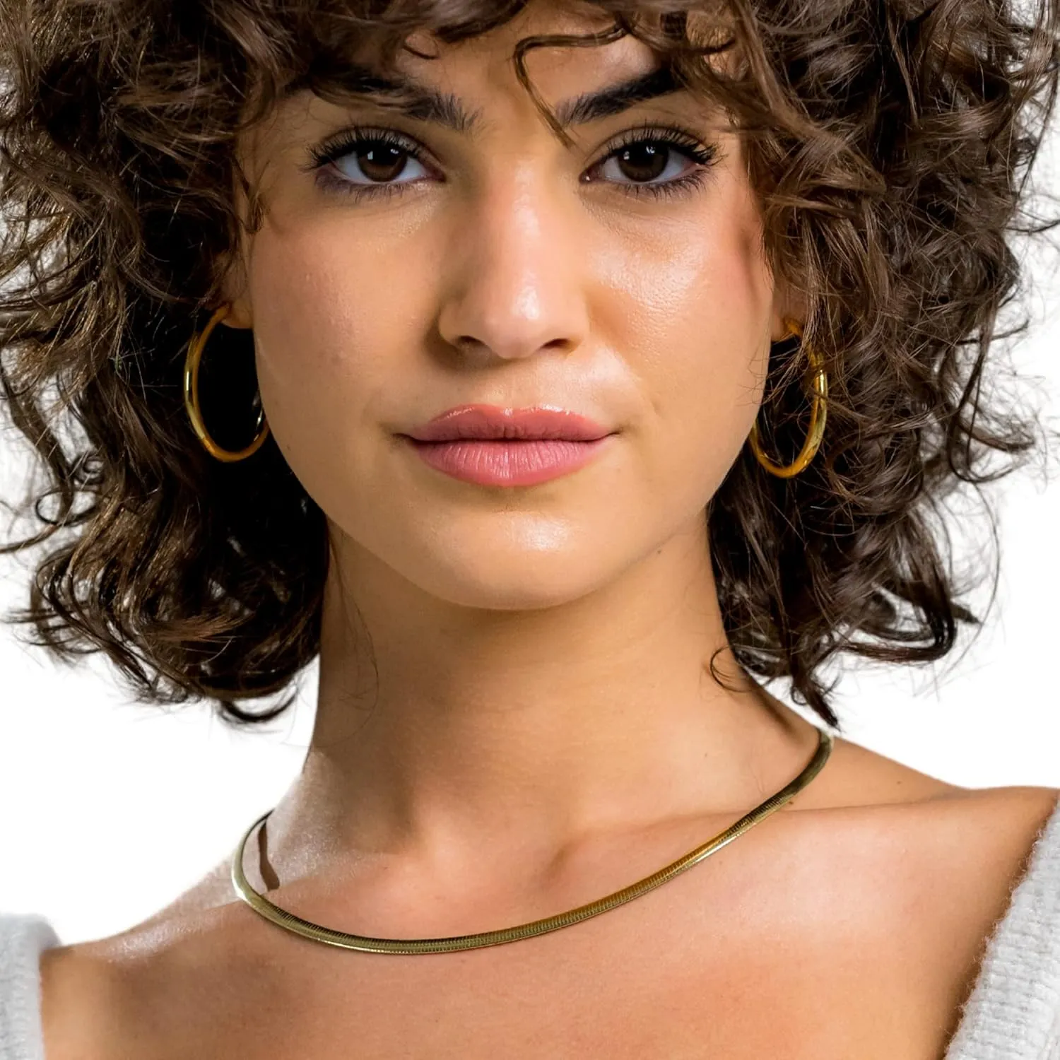 Beaux Bijoux Gold Chain Necklaces for Women | Herringbone, Paperclip, Omega Chains | Gold Plated Silver | Women's Trendy Layering Necklaces | Choose Width and Length | Gold Necklaces for Women