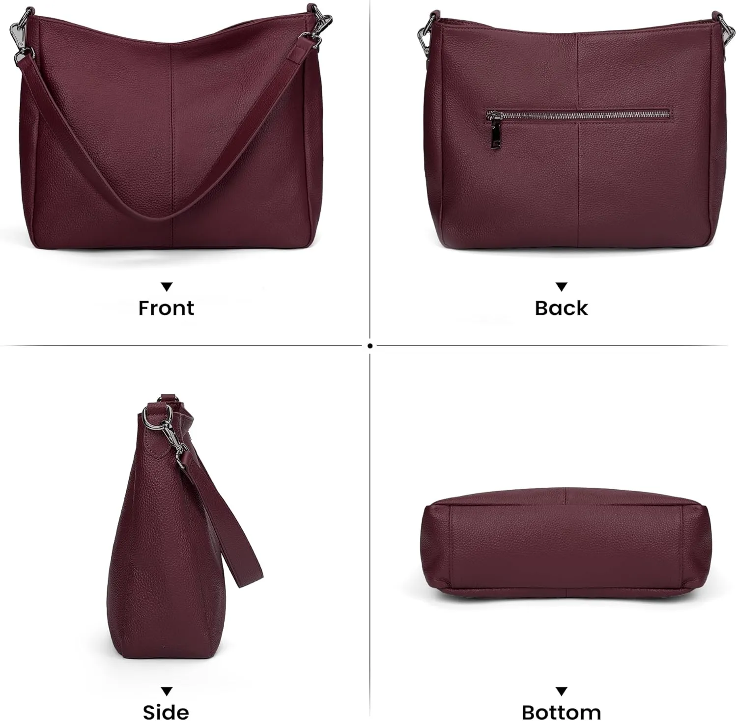 befen Genuine Leather Hobo Bags Purses for Women, Women's Shoulder bag Handbags Crossbody Bag with 2 Shoulder Straps