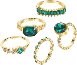 BESPORTBLE Sparkle Knuckle Rings Set 5pcs Women's Metal Ring Jewelry Kit for Evening Wedding Occasions
