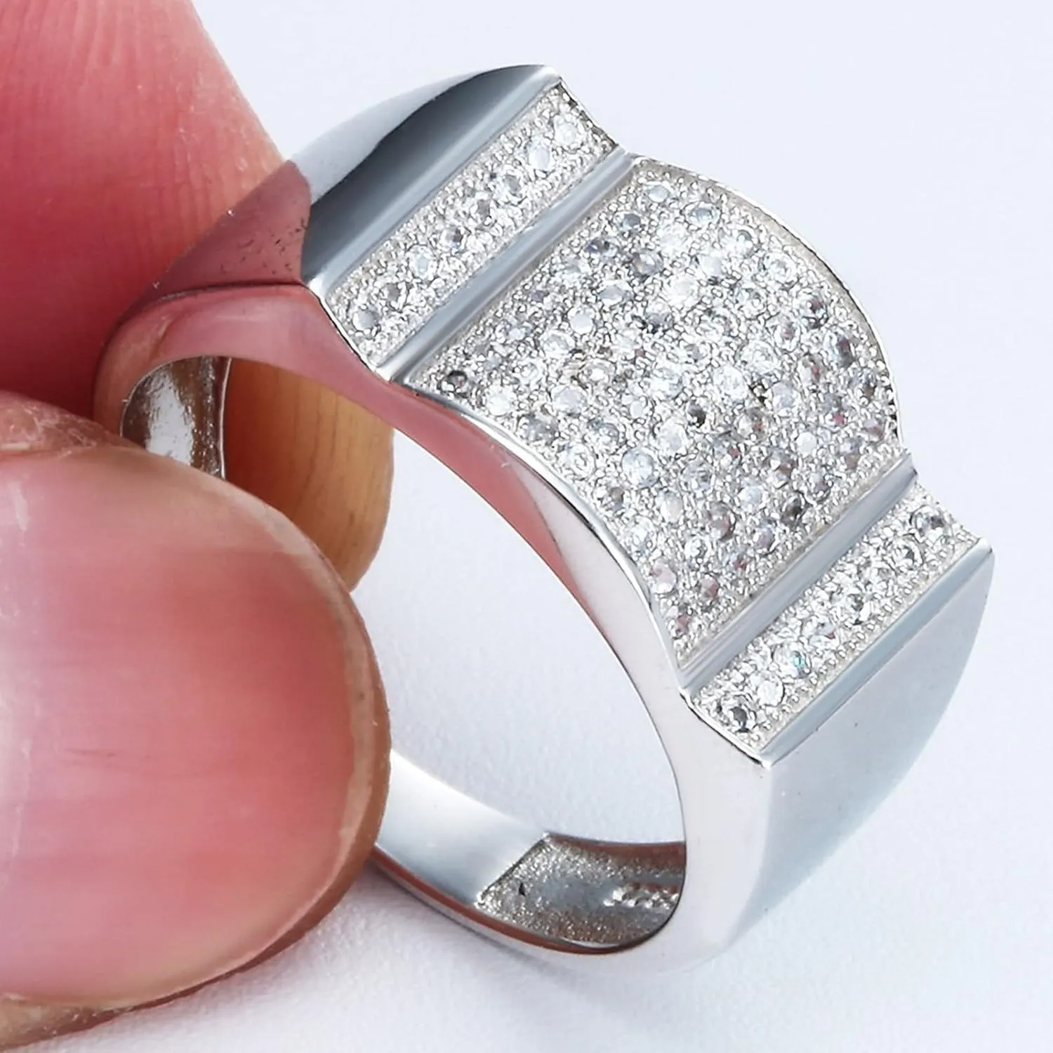Best Friend Rings Cute, Mid Finger Rings Silver Geometric Inlaid with Zircon Memorial Jewelry for Women