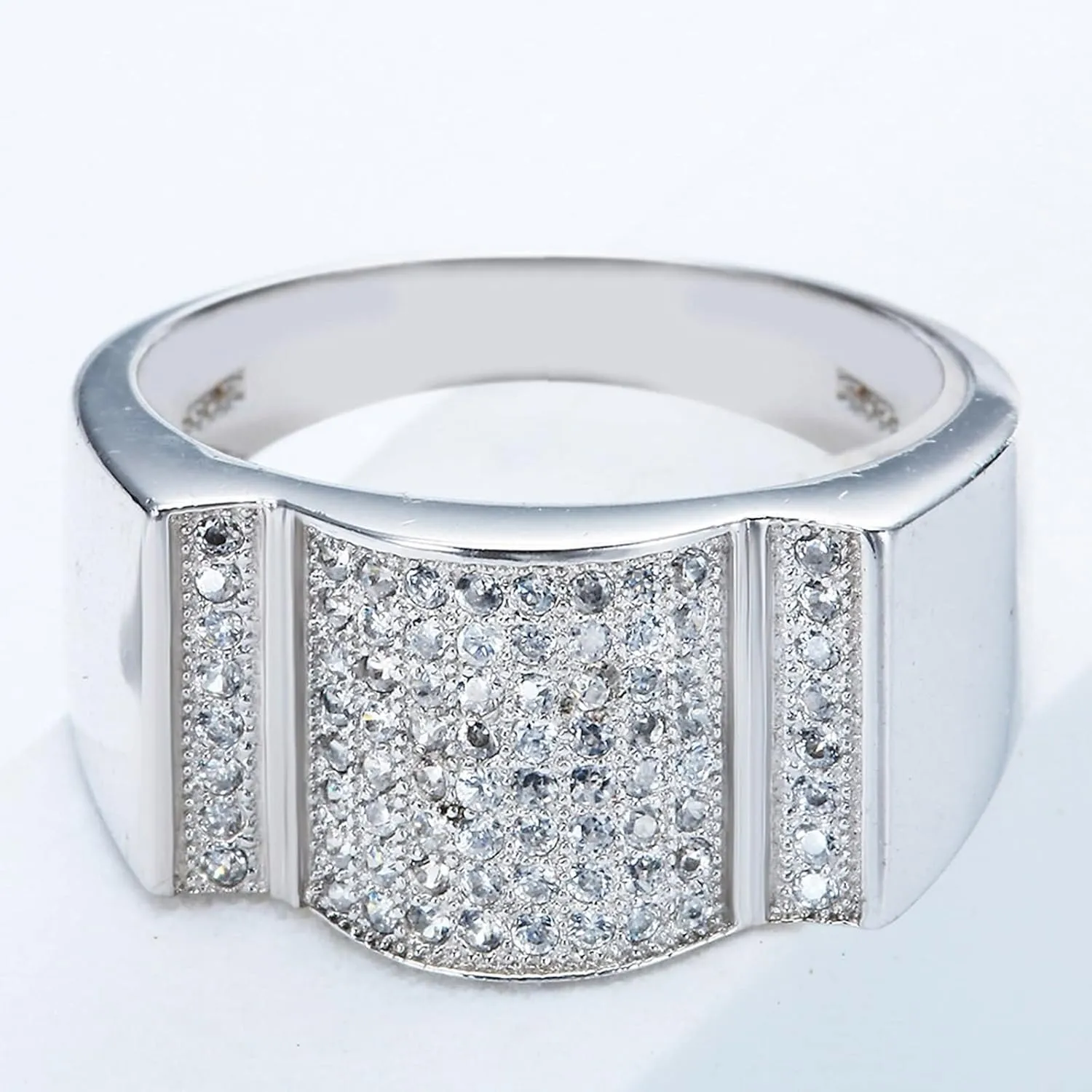 Best Friend Rings Cute, Mid Finger Rings Silver Geometric Inlaid with Zircon Memorial Jewelry for Women
