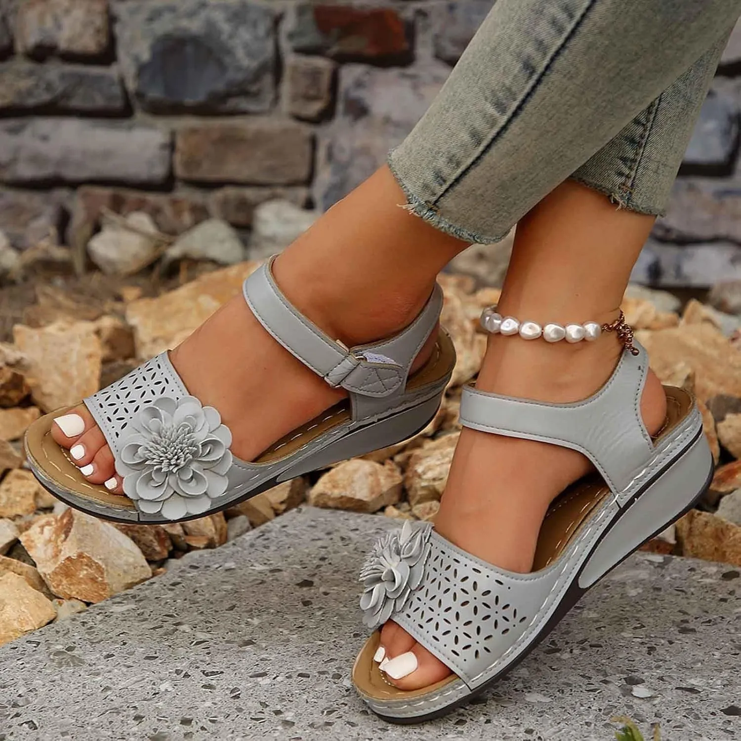 Black Sandals Women Flatform Womens Sandals Summer Dressy Flat Comfortable Walking Non Slip Casual Beach Ladies Shoes