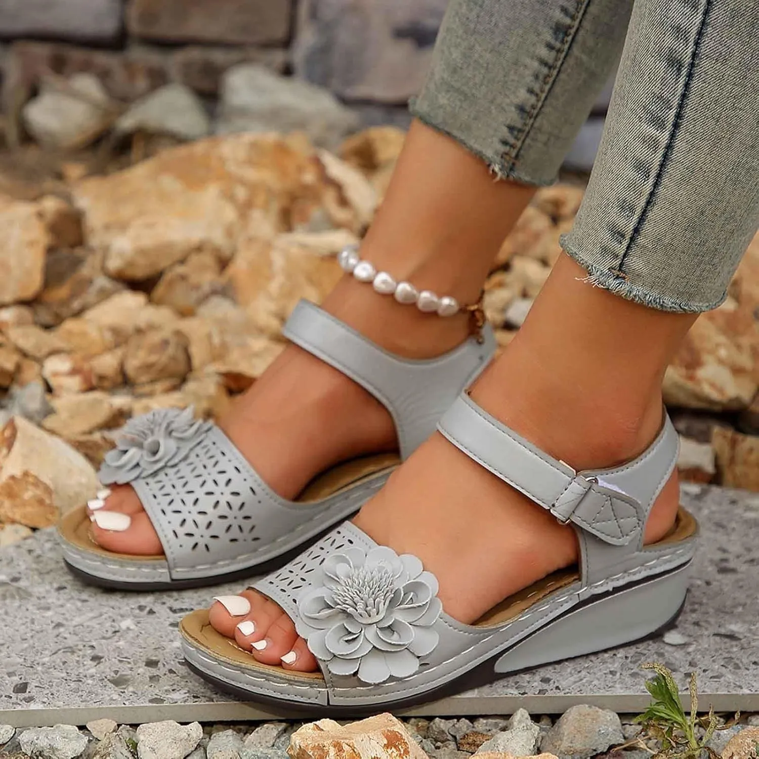 Black Sandals Women Flatform Womens Sandals Summer Dressy Flat Comfortable Walking Non Slip Casual Beach Ladies Shoes