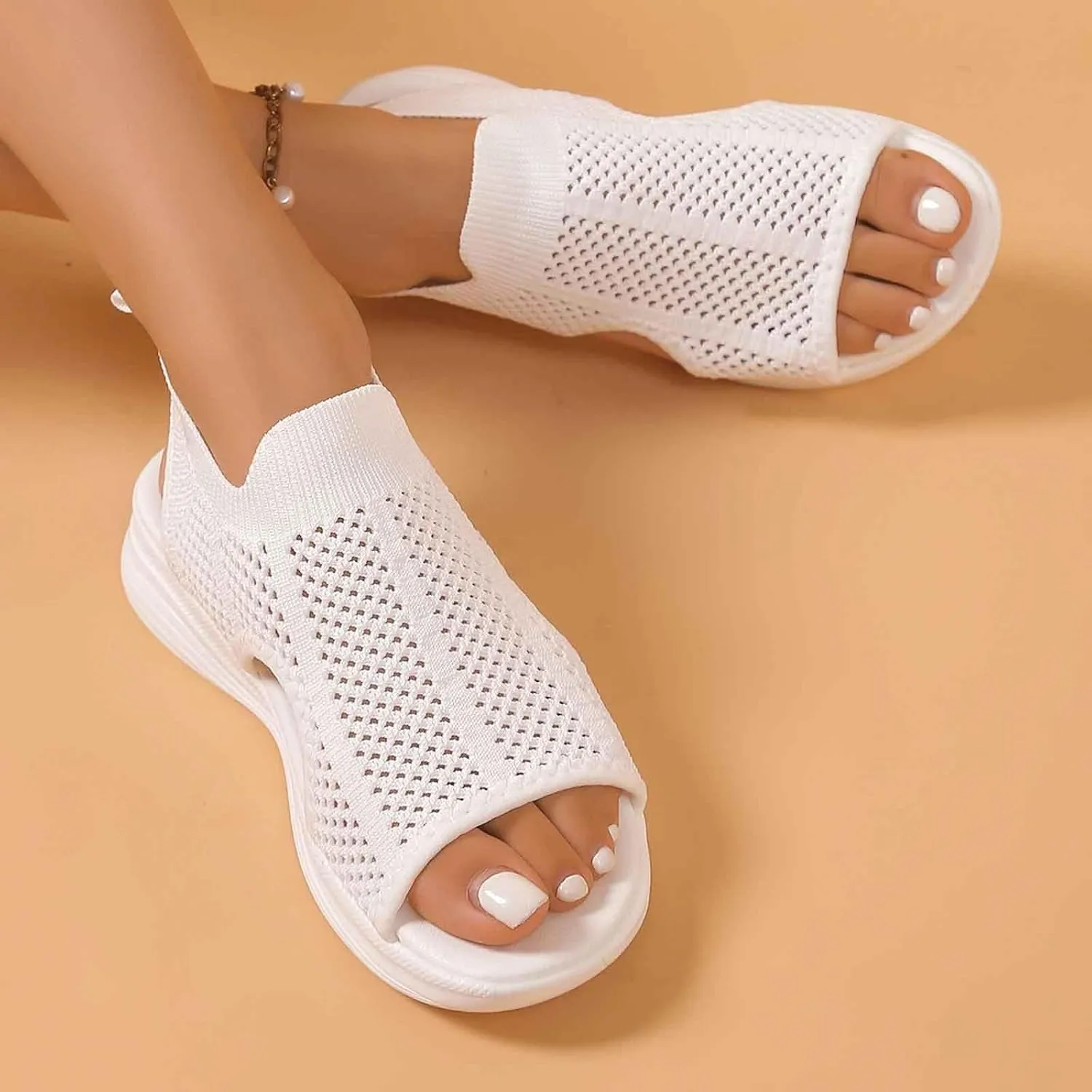Breathable Mesh Sandals For Women Orthopedic Womens Sandals Arch Support T-Strap Flat Comfortable Summer Shoes