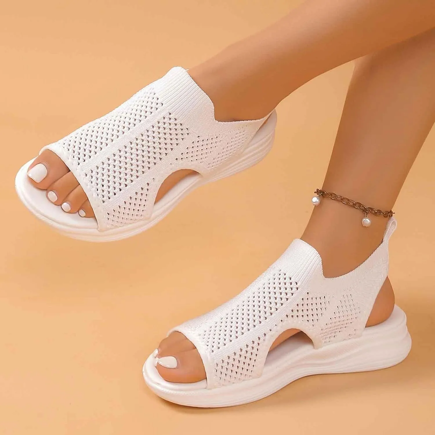 Breathable Mesh Sandals For Women Orthopedic Womens Sandals Arch Support T-Strap Flat Comfortable Summer Shoes