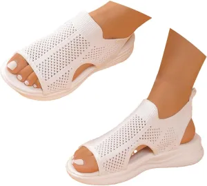 Breathable Mesh Sandals For Women Orthopedic Womens Sandals Arch Support T-Strap Flat Comfortable Summer Shoes