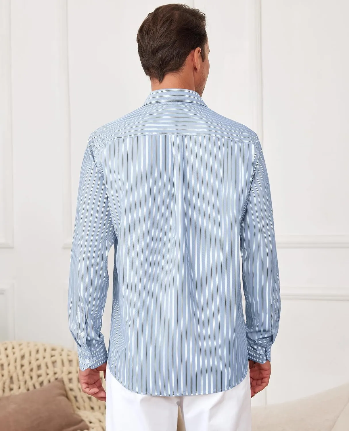 Button Up Shirts Long Sleeve Mens Casual Shirts Untucked Shirts for Men Button Down Shirt Mens Striped Shirt