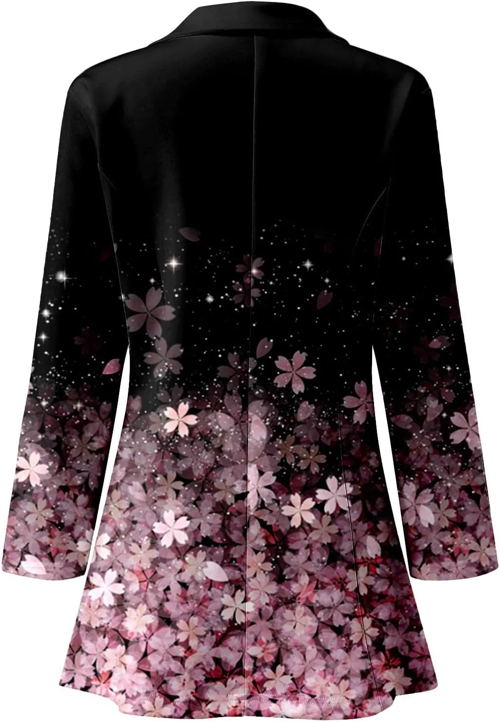 Casual Blazers Jacket for Women Long Sleeve Lapel Cardigan Open Front Printed Coat Office Work Non Button Closure Light