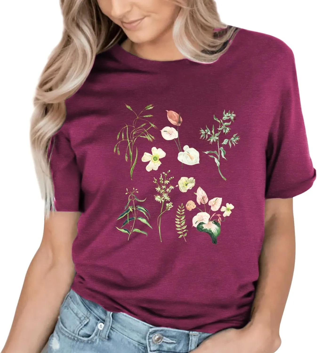 Cat Shirts for Women Flower Tee Shirts Womens Dandelion T-Shirt Cute Dandelion Cat Graphic Print Shirts
