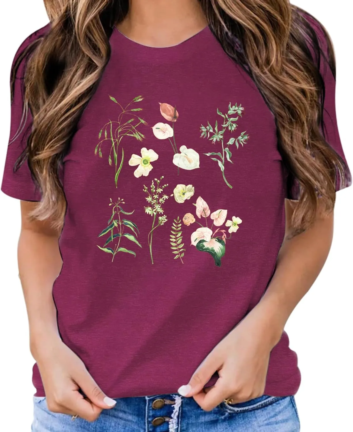 Cat Shirts for Women Flower Tee Shirts Womens Dandelion T-Shirt Cute Dandelion Cat Graphic Print Shirts