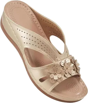 Cathalem Orthopedic Sandals for Women Slip On Dressy Summer Comfortable Slides Sandals Lightweight Memory Foam Platform Shoes