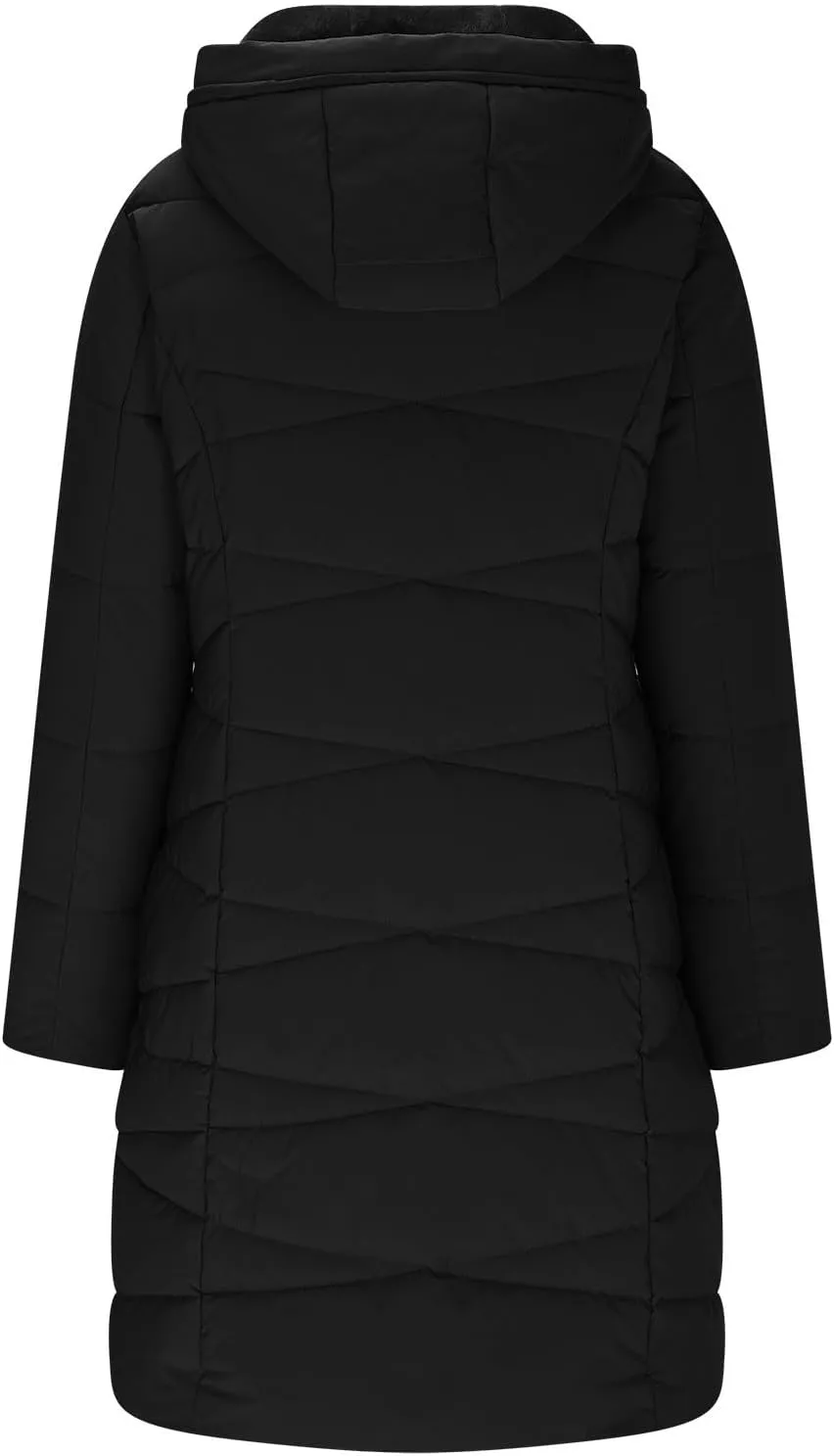 Ceboyel Women Zip Up Quilted Puffer Jackets Warm Winter Coats Long Sleeve Hooded Jacket Clothes Outerwear With Pockets