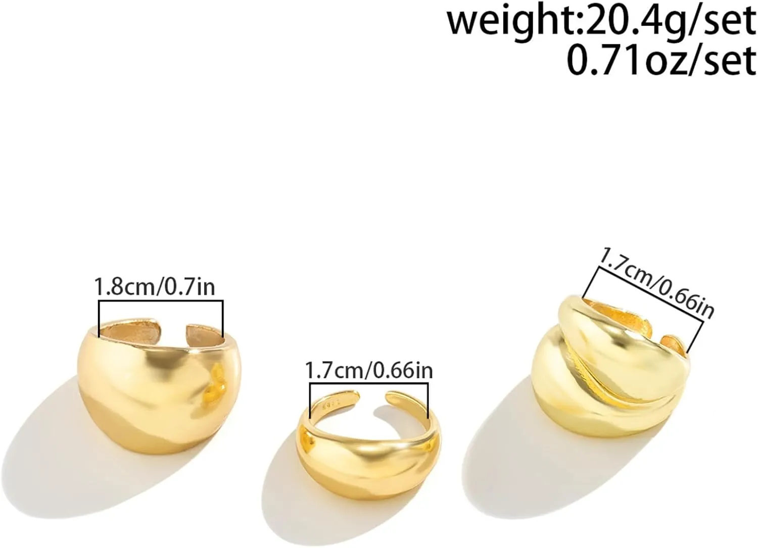 Chunky Gold Rings for Women Adjustable Silver Stacking Rings Open Dome Ring Trend Geometric Ring Minimalist Statement Finger Rings Jewelry