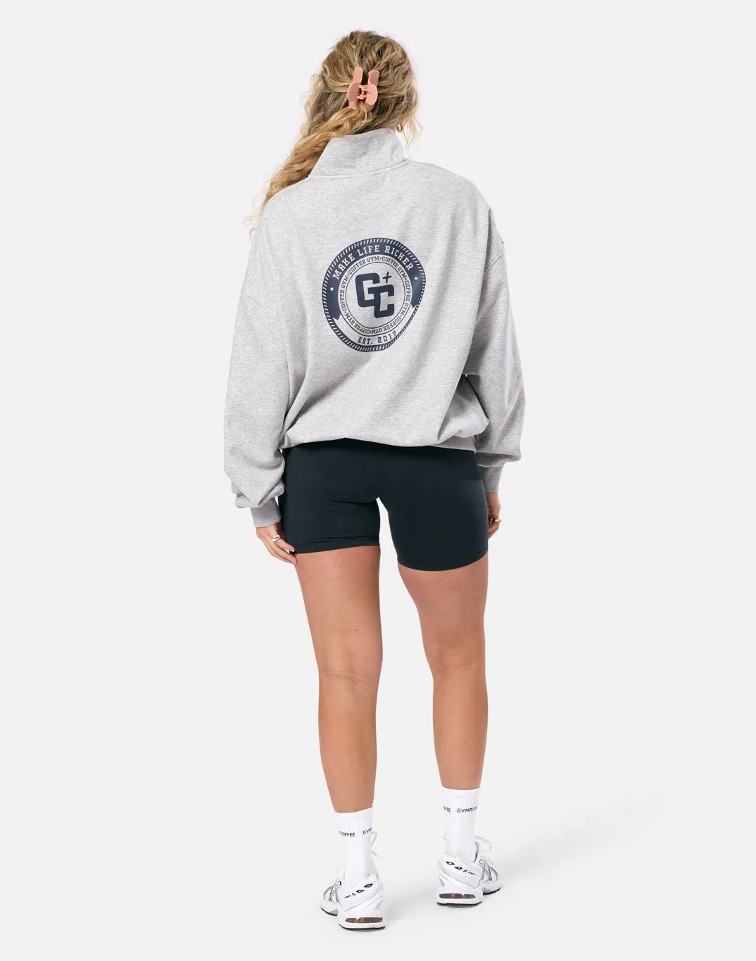 Clubhouse Funnel Neck Zip in Grey Marl