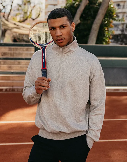 Clubhouse Funnel Neck Zip in Grey Marl