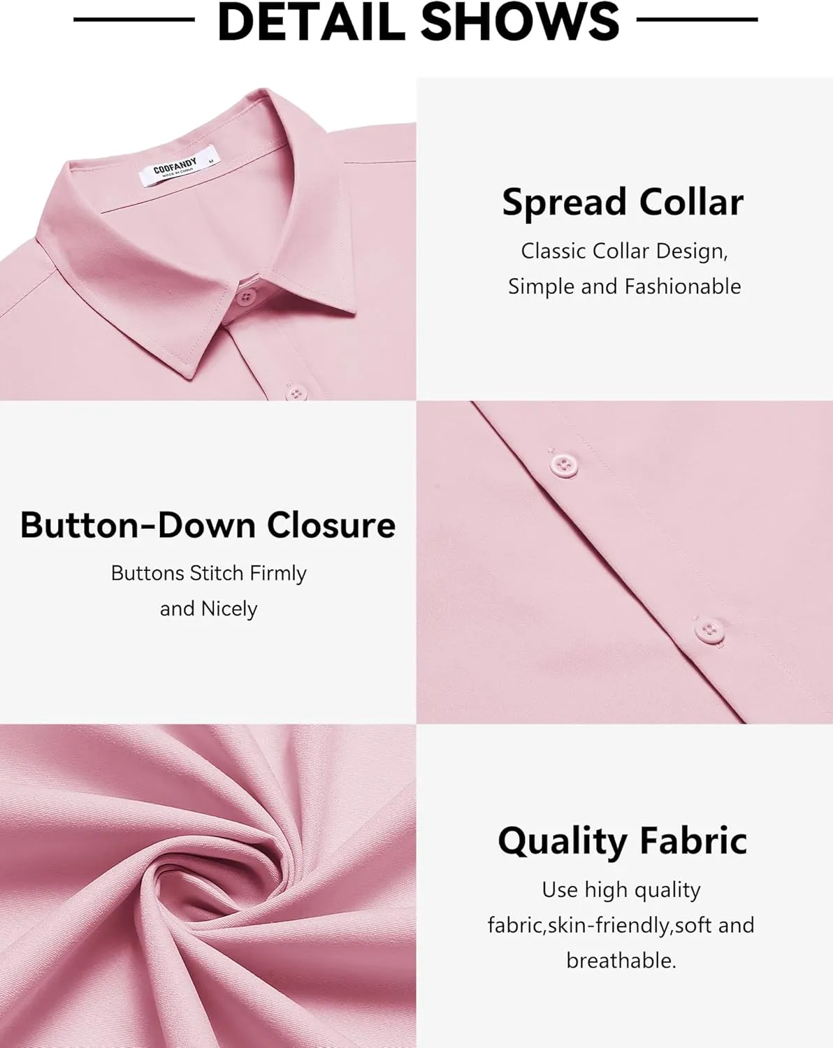 COOFANDY Men's Casual Short Sleeve Button Down Shirts Untucked Dress Shirts Wrinkle Free Summer Wedding Shirts Solid