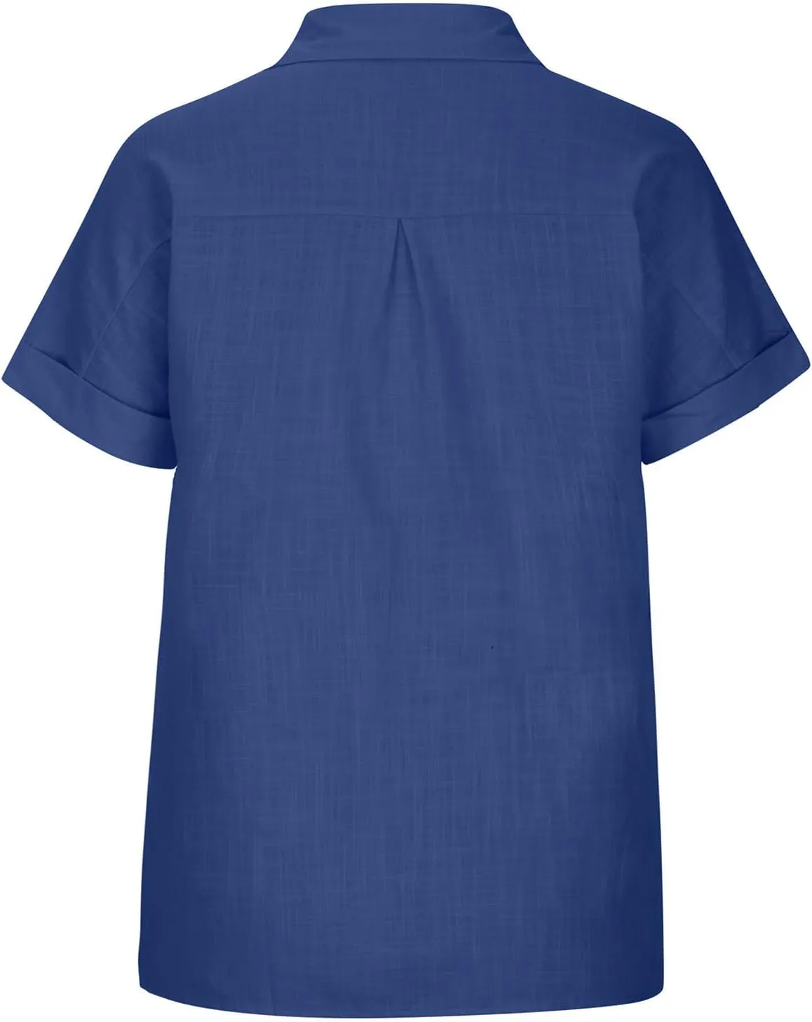 Cotton Linen Button Down Shirts for Women V Neck Collared Blouse Short Sleeve Business Work Tops Summer Gauze Shirt