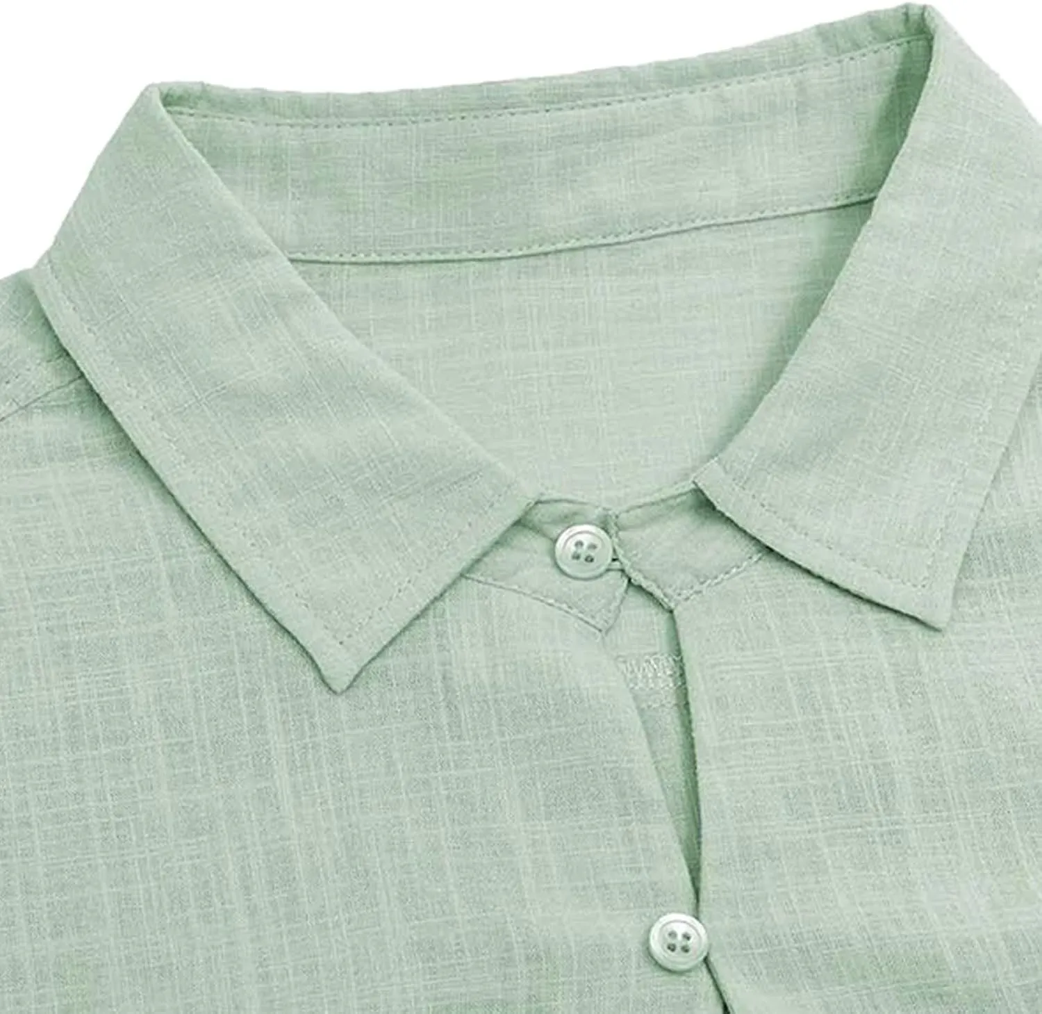 Cotton Linen Shirts for Men Button V Neck Lightweight Casual 3/4 Sleeve Henley Beach Hawaiian Tops with Pocket