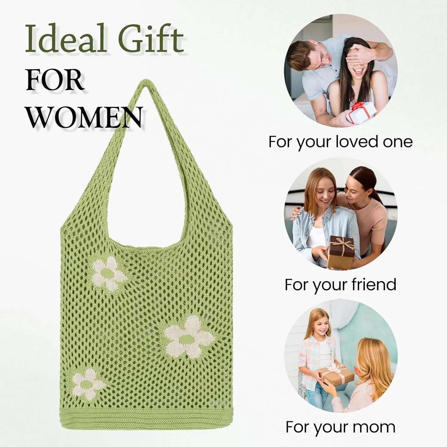 Crochet Beach Bag Hobo Tote for Women Summer Vacation Shoulder Bag Soft Woven Purses for Shopping Travel Y2k Mesh Bags