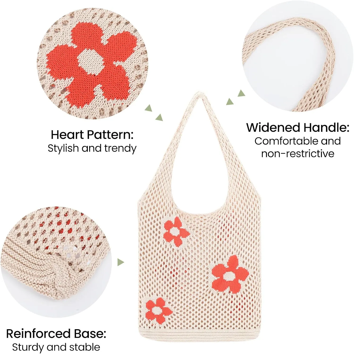 Crochet Beach Bag Hobo Tote for Women Summer Vacation Shoulder Bag Soft Woven Purses for Shopping Travel Y2k Mesh Bags