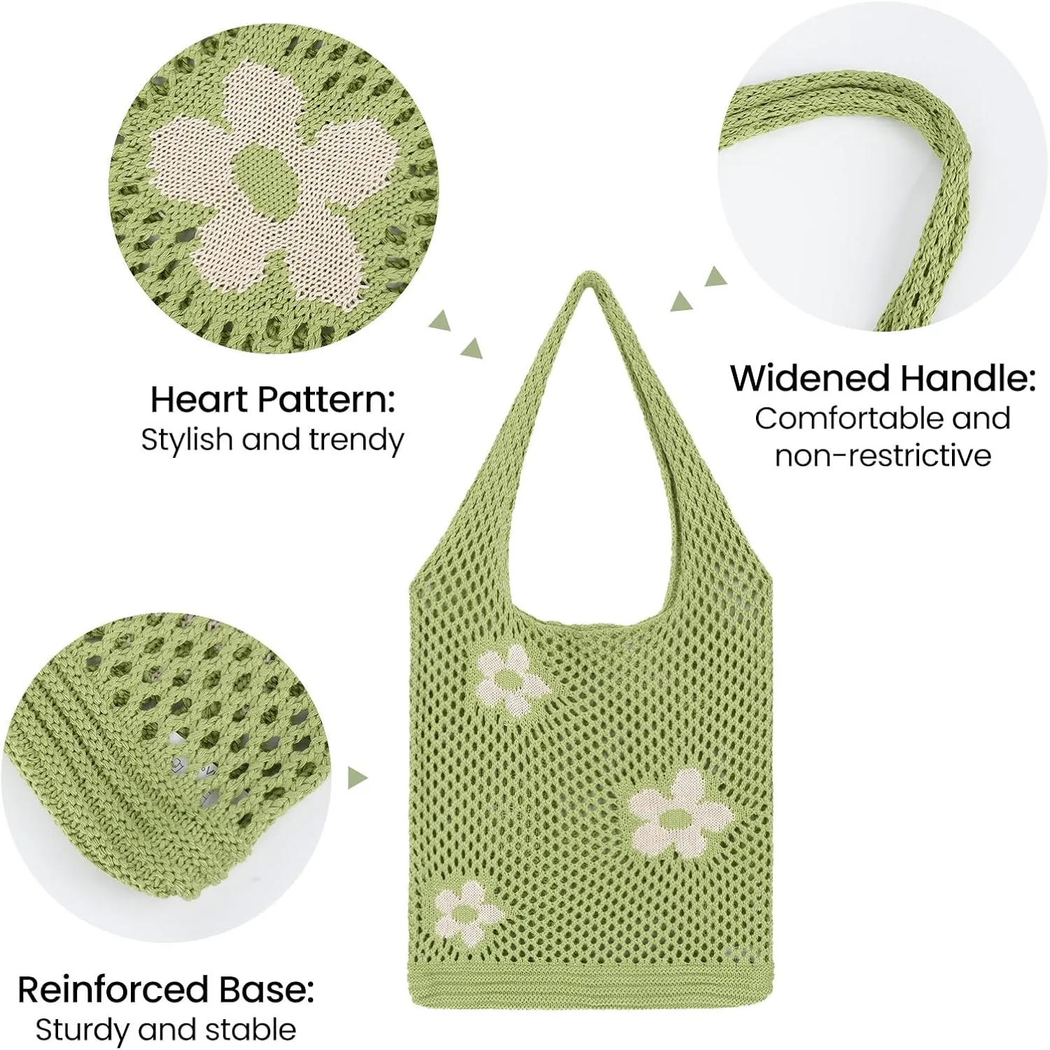 Crochet Beach Bag Hobo Tote for Women Summer Vacation Shoulder Bag Soft Woven Purses for Shopping Travel Y2k Mesh Bags