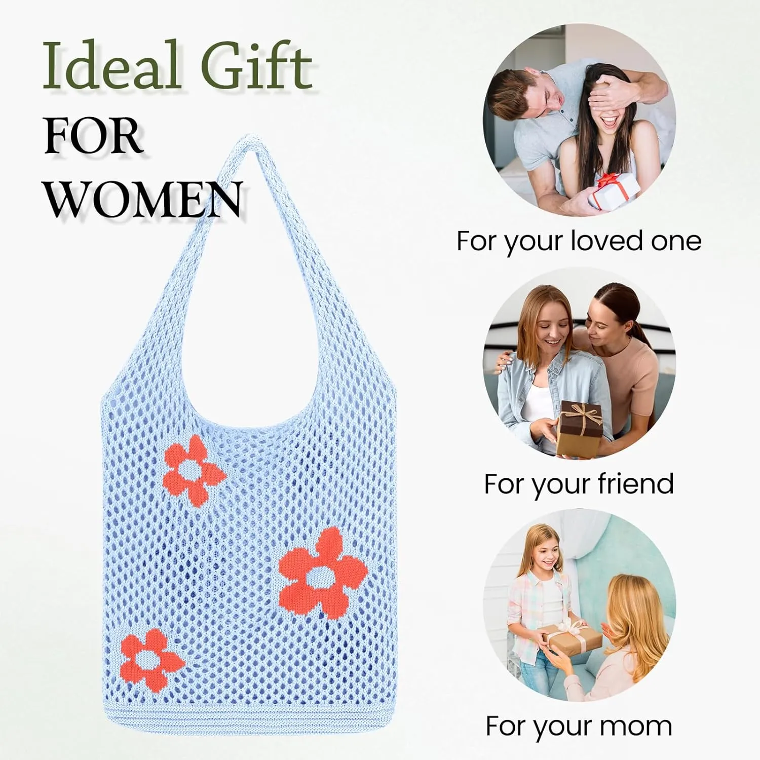 Crochet Beach Bag Hobo Tote for Women Summer Vacation Shoulder Bag Soft Woven Purses for Shopping Travel Y2k Mesh Bags