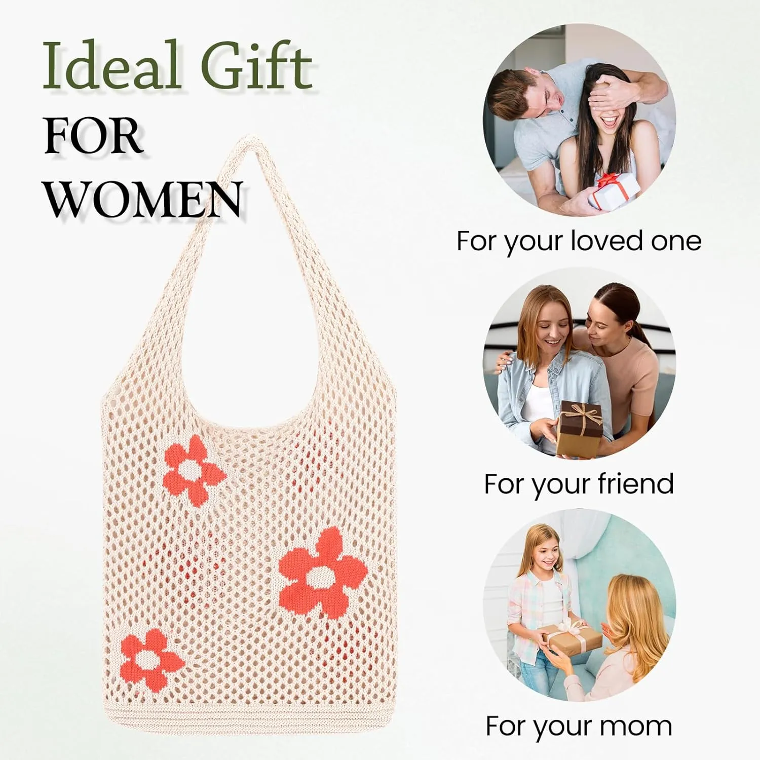 Crochet Beach Bag Hobo Tote for Women Summer Vacation Shoulder Bag Soft Woven Purses for Shopping Travel Y2k Mesh Bags