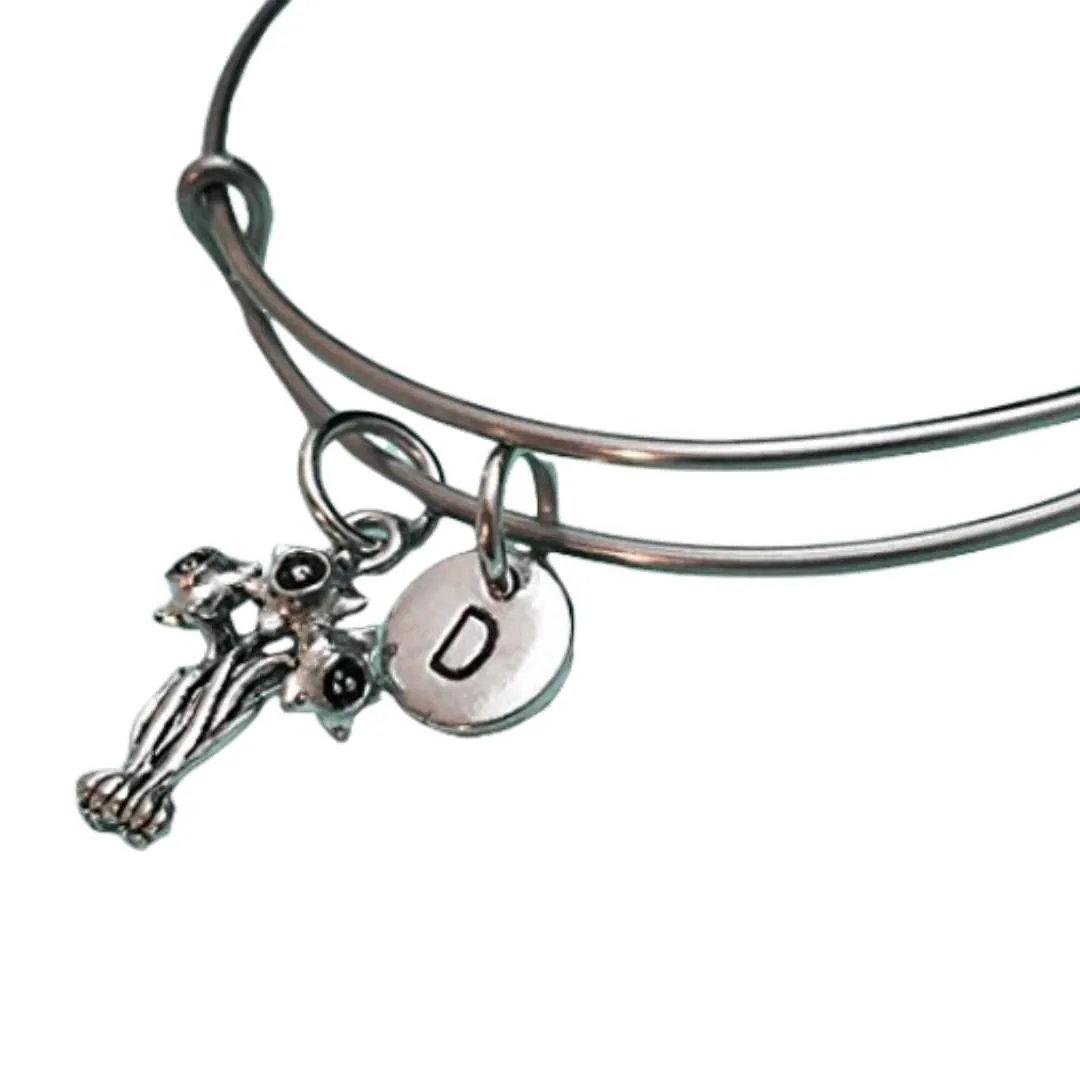 Daffodils bangle, daffodils charm bracelet, expandable bangle, charm bangle, personalized bracelet, initial bracelet, monogram
